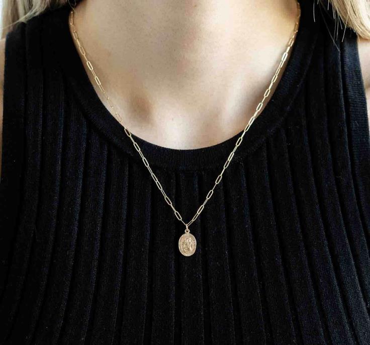 Tillbehör 2B04N433 guld kvinnor Oliver Cabell st. christopher halsband